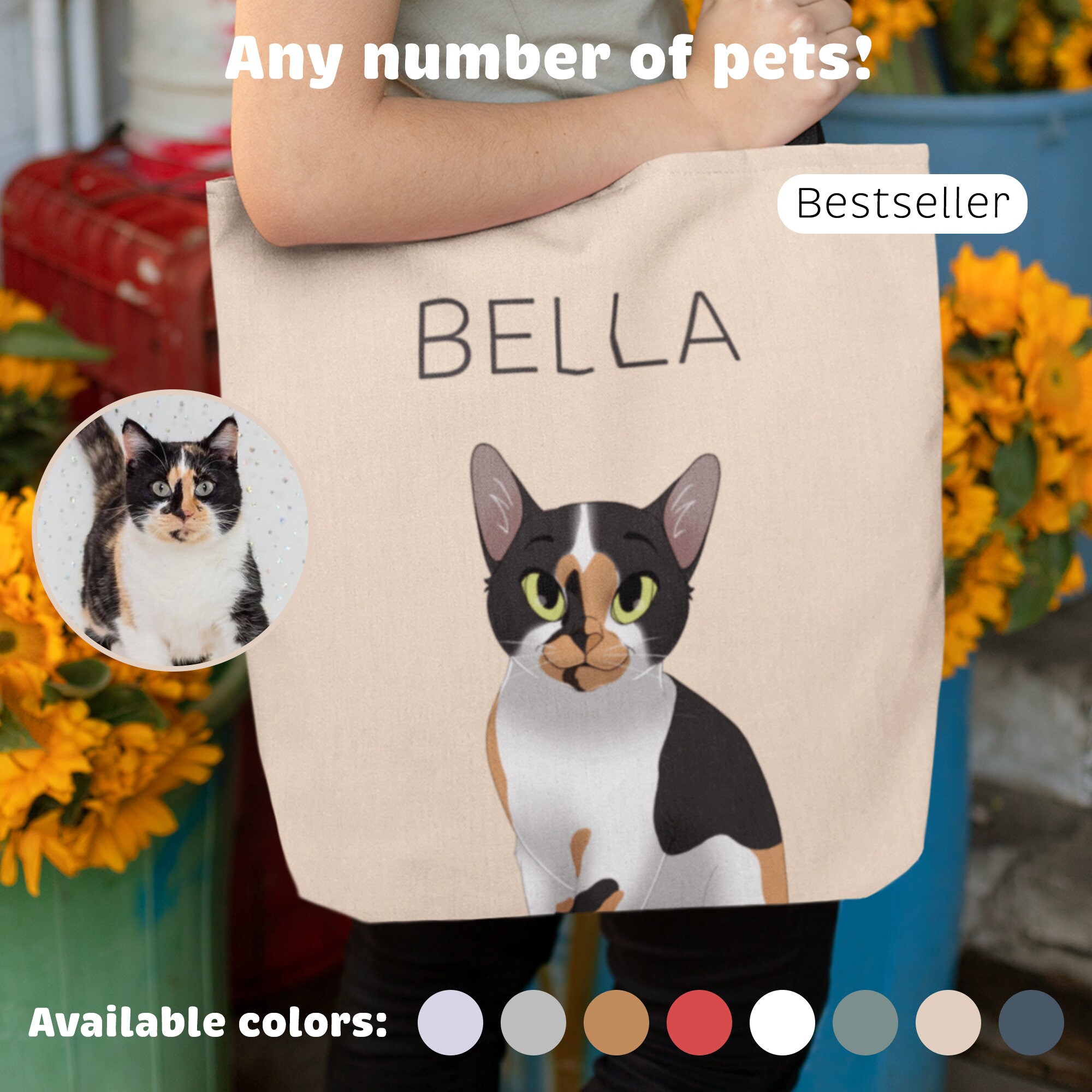 Cat Icon & Name' - Personalized Canvas Bag