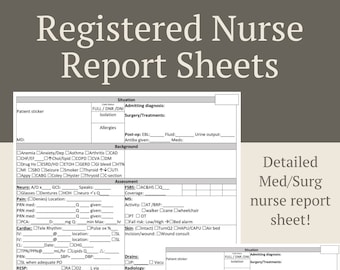 Registered nurse report sheet