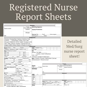 Registered nurse report sheet