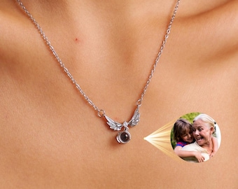Custom Projection Picture Necklace, Personalized Memorial Necklace, Memorial Gift
