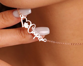 Collar personalizado con forma de pata de perro y nombre, collar conmemorativo para perro, collar conmemorativo para mascotas, regalo para amantes de los perros, joyería artesanal de plata de ley.