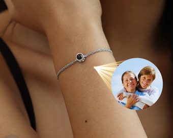 Bracelet personnalisé pour projection de photos avec chaîne scintillante - Bijoux faits main pour Noël, cadeaux pour meilleure amie, cadeaux pour maman et petite amie