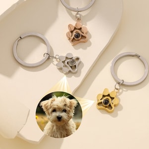 Porte-clés personnalisé pour lui, patte d'animal de compagnie personnalisé avec photo à l'intérieur, meilleur cadeau pour lui papa mari, cadeau de Noël père