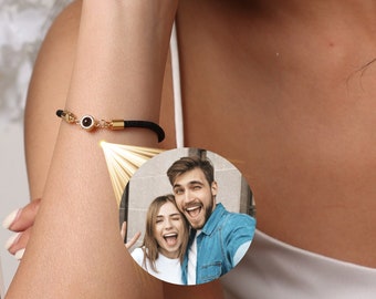 Personalized Photo Projection Bracelet , Custom  Adjustable Corded Bracelet with Photo, Memorial Pet Picture inside Jewelry