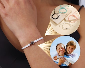 Custom Photo Projection Bracelet - Personalized Rope Bracelet in Colors - Custom Couple Bracelets for Christmas Gifts