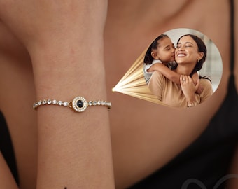 Bracelet personnalisé avec projection de photos - Cadeau d'anniversaire personnalisé pour maman et fille - Cadeaux de Noël pour mère