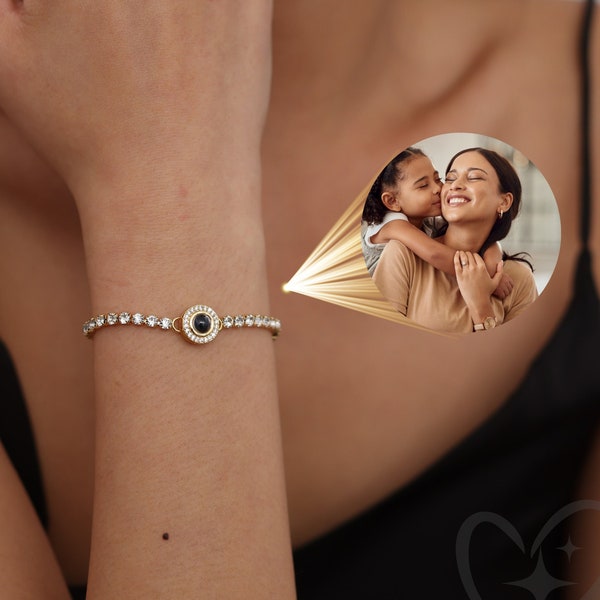 Personalisiertes Armband mit Fotoprojektion – personalisiertes Geburtstagsgeschenk für Mutter und Tochter – Weihnachtsgeschenke für Mutter