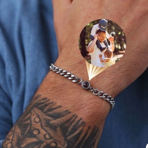 Gepersonaliseerde cadeau voor vader, vader armband, aangepaste foto armband voor mannen, verjaardag verjaardagscadeau voor hem echtgenoot vriend, aandenken