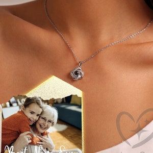 Projectie foto ketting, gepersonaliseerde foto ketting, Memorial Gift, cadeau voor haar, moeder ketting, Valentijnsdag cadeau afbeelding 1