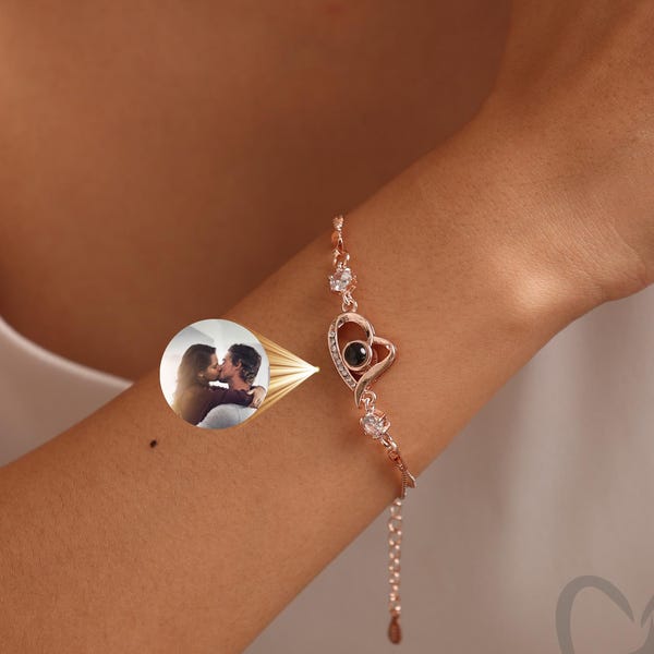 Benutzerdefinierte Projekte projizierte Foto Armbänder für Frauen, personalisierte Hochzeitstag Geschenke für sie, Memory Armbänder, Valentinstag Geschenk
