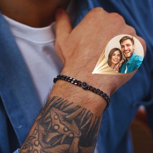 Gepersonaliseerde cadeau voor vader, vader armband, aangepaste foto armband voor mannen, verjaardag verjaardagscadeau voor hem echtgenoot vriend, aandenken