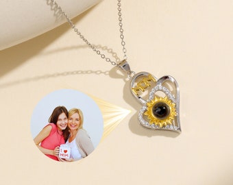 Collier photo projection personnalisé, collier commémoratif personnalisé, cadeau pour elle, cadeau de fête des mères, argent massif 925