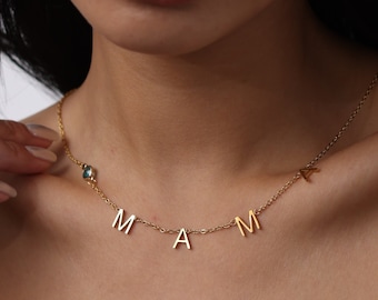 Collar de piedra de nacimiento familiar personalizado para mamá - Regalo de cumpleaños personalizado para mamá hija ella - Regalos de Navidad para ella