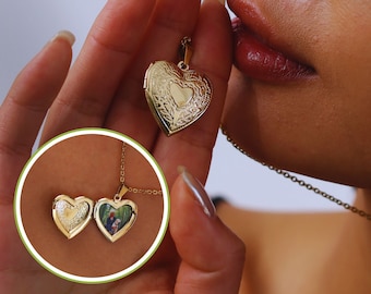 Collier médaillon coeur avec photo personnalisé en or argent or rose, cadeau personnalisé pour la fête des mères, grand-mère, maman, cadeau de Noël d'anniversaire de grand-mère