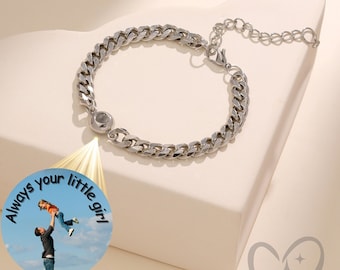 Personalized Projection Photo Bracelet for Men, Custom Bracelet Men with Picture, Father day Gift, Gifts for Teenage Boys