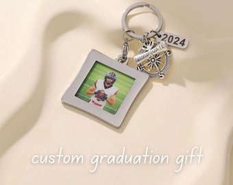 Personalized Graduation Keychain with Graduate's Photo Picture, Custom High School, College Graduation Gift for Him or Her