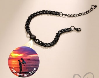 Bracciale con proiezione personalizzata di foto per uomo, braccialetto personalizzato da uomo con foto, regalo per papà, regali per ragazzi adolescenti