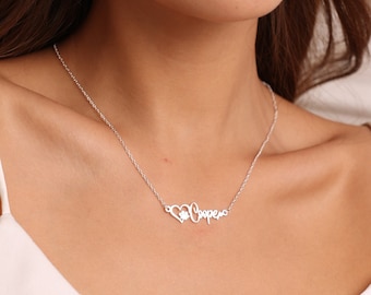 Name Necklace With Paw, Personalized Dog Paw Necklace, Pet Memorial Gift, Custom Cat Paw Necklace With Name