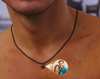 Personalisierte Leinwand Halskette für Männer, personalisierte Halskette mit Foto, Männer Halskette mit Bild, Geschenk für Papa, Geschenke für Jungen im Teenageralter, Vatertagsgeschenk