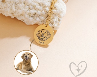 Custom Pet Portrait Necklace, Pet Memorial Gift, Personalized Dog Mom Gift, Cat Lover Gift