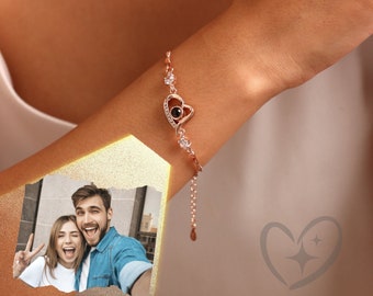 Custom Projection Photo Bracelets for Women , Personalized Wedding Anniversary Gifts for Her, Memory Bracelets, Valentine Day Gift