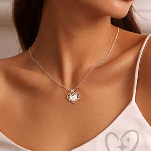 Personalized Sterling Silver Heart Initial Necklace, Custom Letter Necklace, Christmas Gifts for Her, Valentines Day Gift