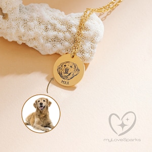 Custom Pet Portrait Necklace, Pet Memorial Gift, Personalized Dog Mom Gift, Cat Lover Gift