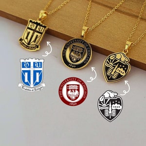 Custom Logo Necklace, Graduation Necklace, School Logo Pendant, High School, College University Graduation Gift for Her for Him, Gold Silver