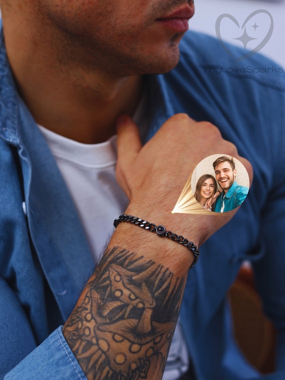Personalized Gift For Father, Dad Bracelet, Custom Photo Bracelet for Men, Birthday Anniversary Gift for Him Husband Boyfriend, Keepsake