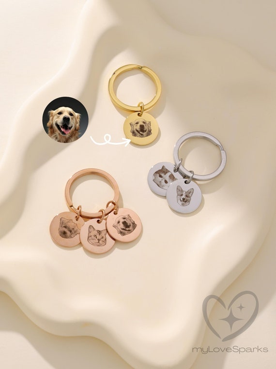 Custom Projection Keychain for Him, Personalized Pet Paw Keychain with Photo Inside, Best Gift for Him Dad Husband, Christmas Gift Father