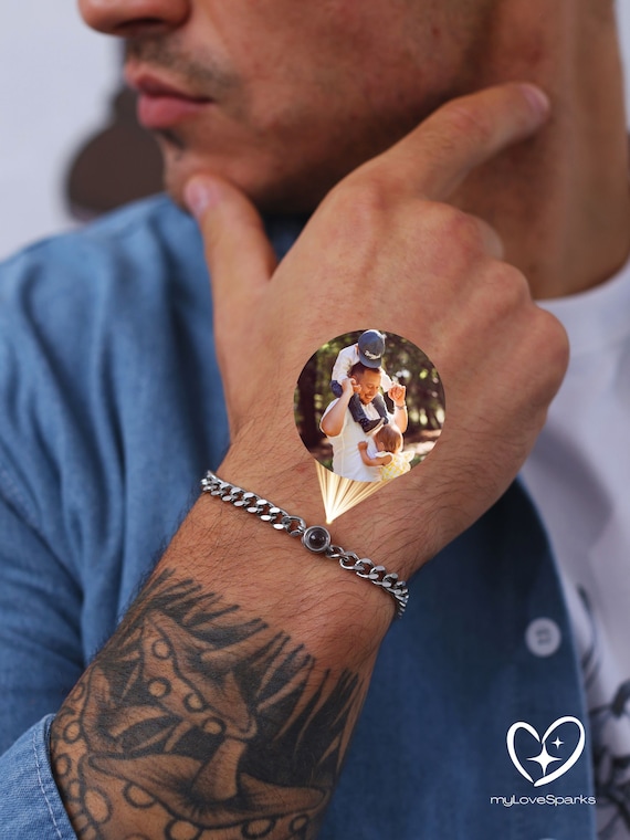 Personalized Gift For Father, Dad Bracelet, Custom Photo Bracelet for Men, Birthday Anniversary Gift for Him Husband Boyfriend, Keepsake