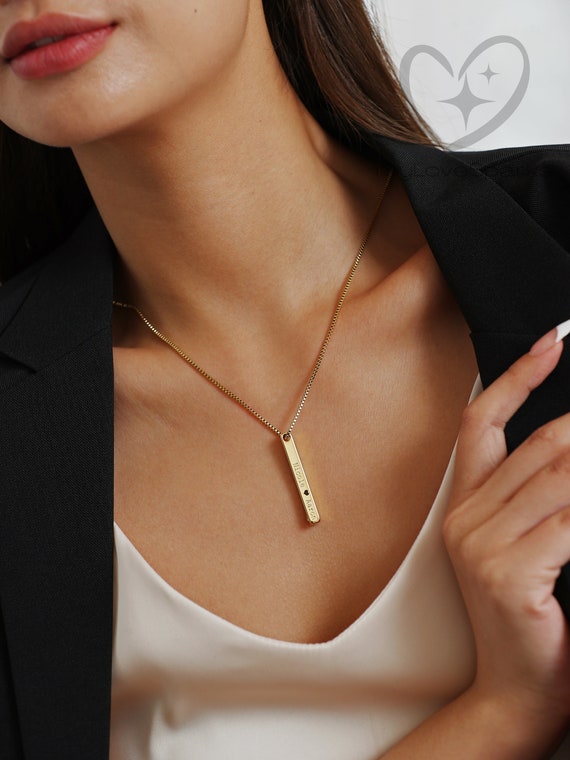 Personalised Vertical Bar Necklace, Custom name Necklace for Women, Bridesmaid Gifts, Personalized gifts for mom, handmade jewelry