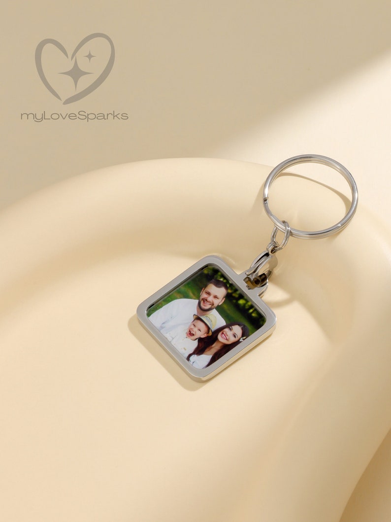 Personalized Key Chain with Picture, Custom Key Chain with Photo, Gift for Dad, Gifts for Teenage Boys image 1