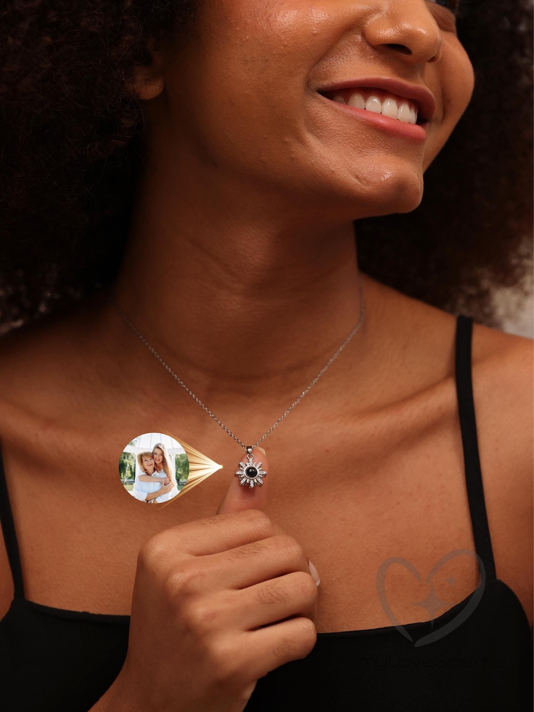 Collana Con Proiezione Di Foto In Argento Sterling, Ciondolo Classico Personalizzabile Con Immagine Interna, Lunghezza 40+5 Cm, Regalo Per Donne - 3