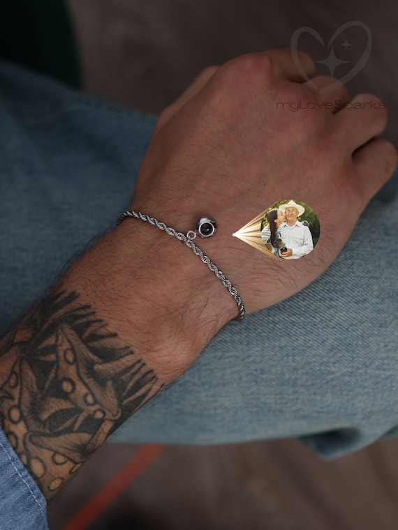 Personalized Gift For Father, Dad Bracelet, Custom Photo Bracelet for Men, Birthday Anniversary Gift for Him Husband Boyfriend, Keepsake