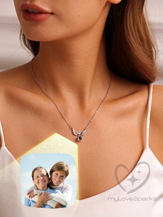 Custom Projection Picture Necklace, Personalized Memorial Necklace, Memorial Gift