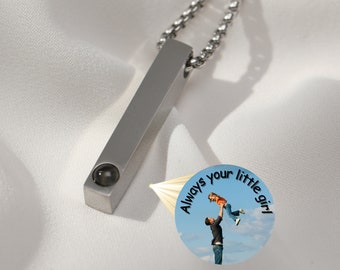 Personalized Projection Photo Necklace for Men, Custom Necklace Men with Picture, Gift for Dad, Gifts for Teenage Boys