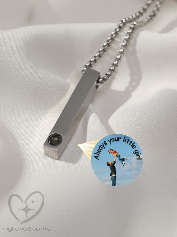 Personalized Projection Photo Necklace for Men, Custom Necklace Men with Picture, Gift for Dad, Gifts for Teenage Boys
