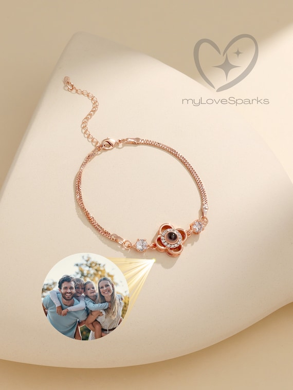 Custom Four Leaf Clover Projection Bracelet, Personalized Picture Inside Handmade Jewelry, Custom Memorial Photo Gift, Best Friend Gift