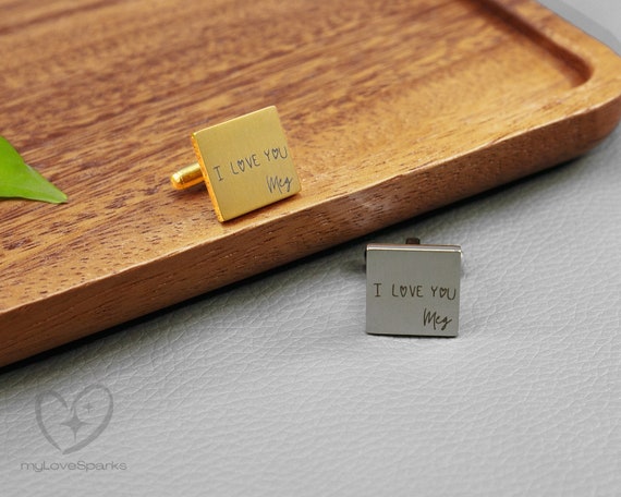 Handwriting Custom CuffLinks, Personalized Engraved Cufflinks, Groomsman Gift, Wedding Gifts for Him, Gifts for Dad, Gifts for Boyfriend