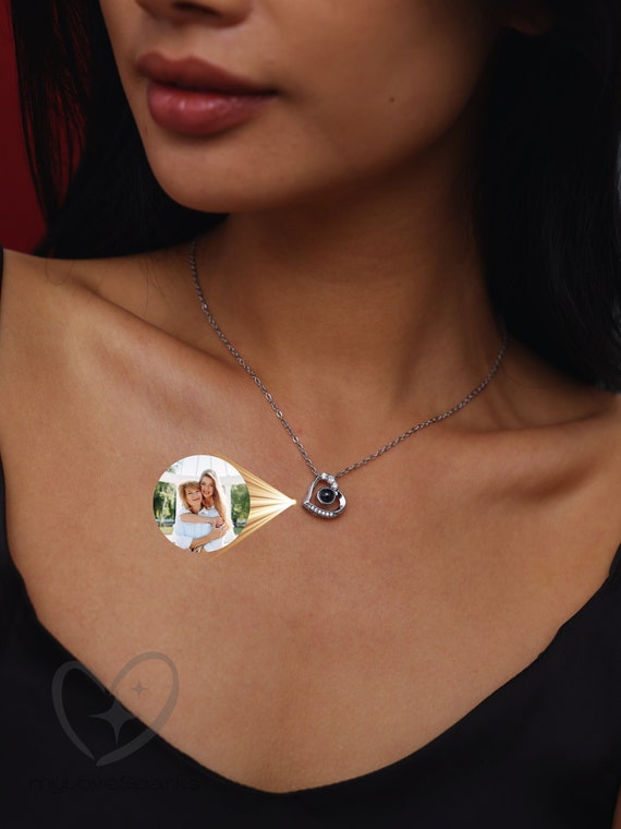Custom Heart Necklace with Photo Projection - Personalized Birthday Gift for Mom Daughter Her- Christmas Gifts For Lover