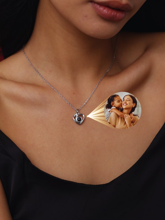 Custom Heart Necklace with Photo Projection - Personalized Birthday Gift for Mom Daughter Her- Christmas Gifts For Lover