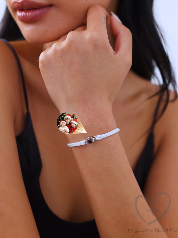 Custom Photo Projection Bracelet - Personalized Rope Bracelet in Colors - Custom Couple Bracelets for Christmas Gifts