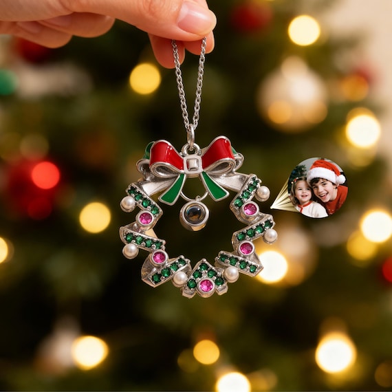 Personalized Colorful Ornament For Christmas : Projection Photo Inside for Memory