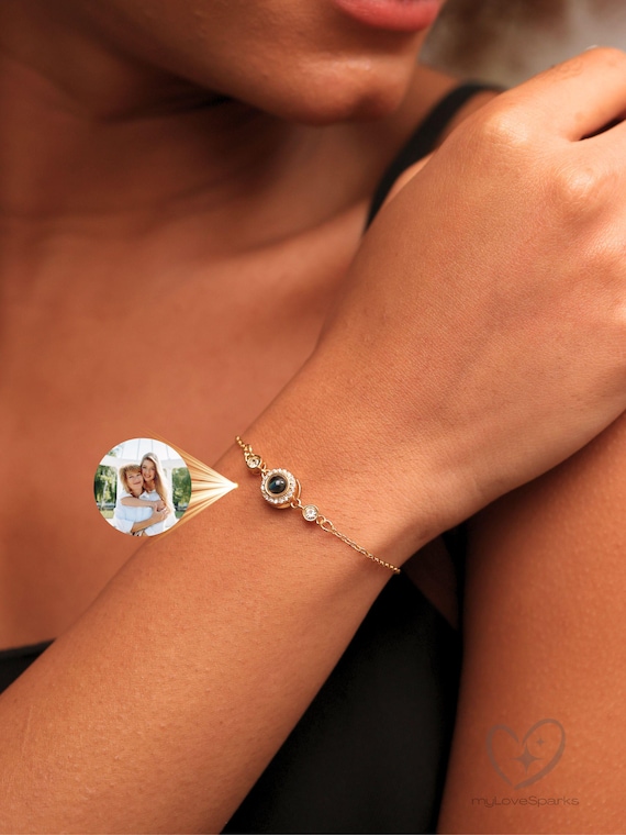Personalized Photo Projection Bracelet, Handmade Jewelry with Picture inside, Bestfriend Gifts for Mom Lover Girlfriend