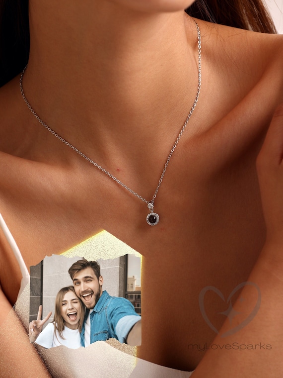Custom Photo Love Projection Necklace, Rose Gold Plated Projection Pen –  Engraved Memories