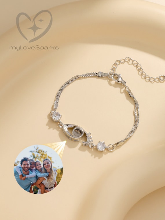 Custom Photo Projection Bracelets For Women, Evil Eyes Bracelet,  Personalized Memory Gifts, Gifts For Teenage Girls