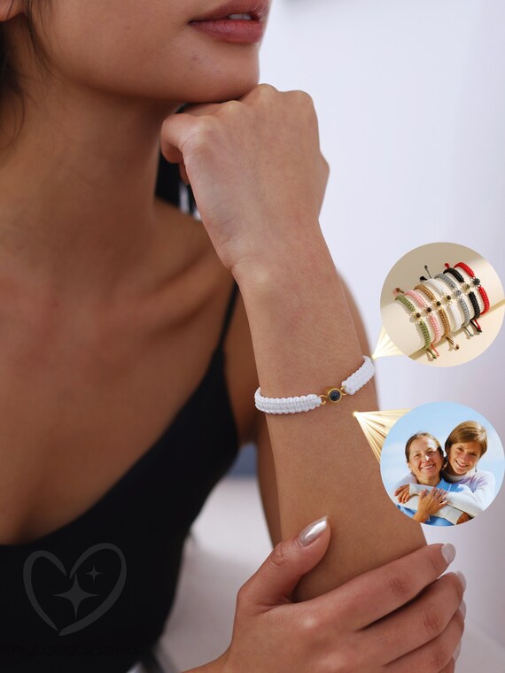 Custom Photo Projection Bracelet - Personalized Rope Bracelet in Colors - Custom Couple Bracelets for Christmas Gifts