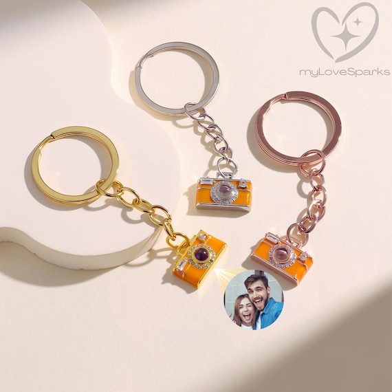 Custom Photo Camera Keychain: Personalized Picture Photo Keyring for Lover Family Friends