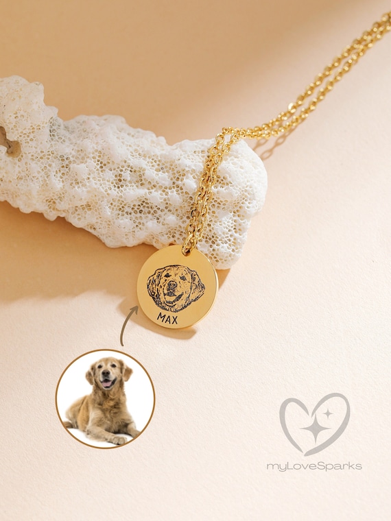 Custom Pet Portrait Necklace, Pet Memorial Gift, Personalized Dog Mom Gift, Cat Lover Gift